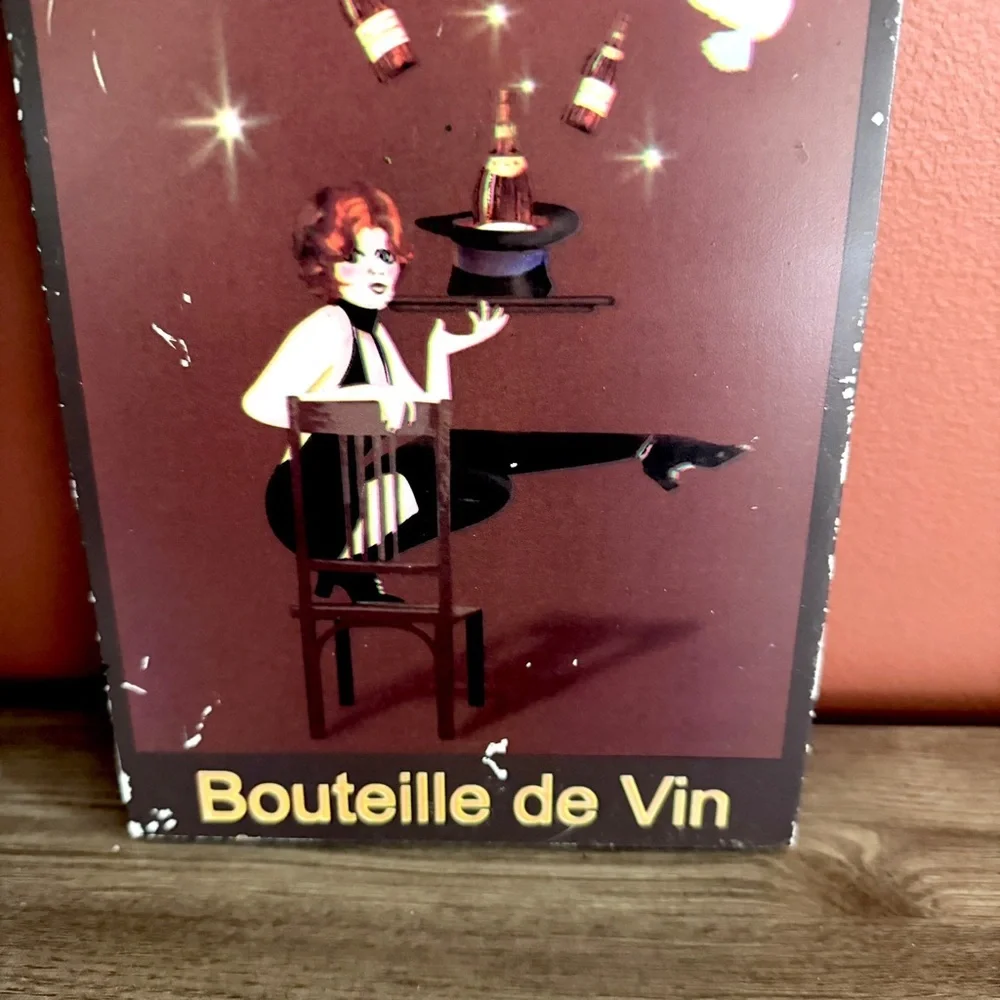 Vintage French Bottle of Wine Advertisement Wall Plaque Target 2006 Woman Bird